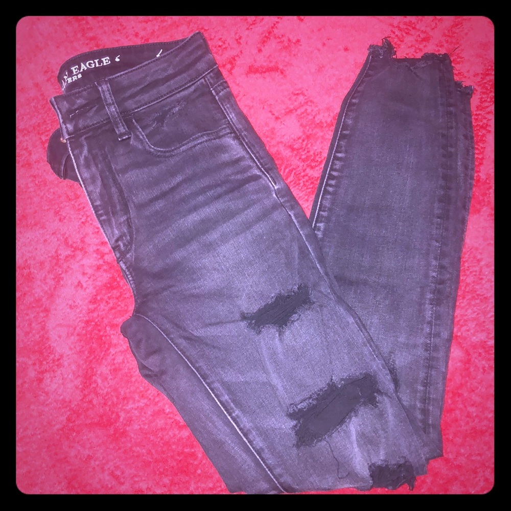 Distressed high waist leggings never worn